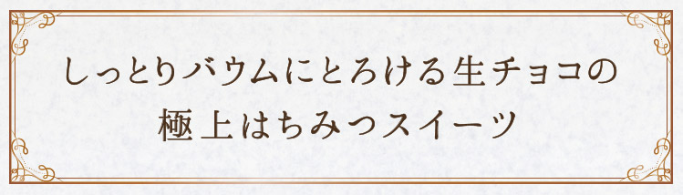 「しっとりバウムにとろける生チョコの極上はちみつスイーツ」