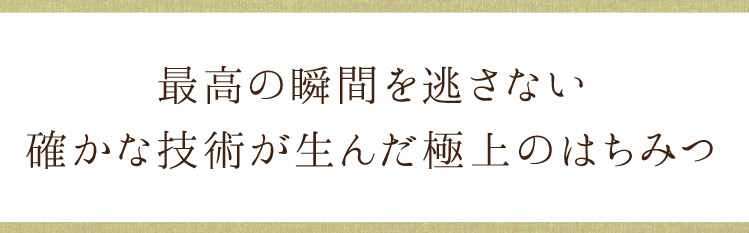 最高の瞬間を逃さない。確かな技術が生んだ極上のはちみつ